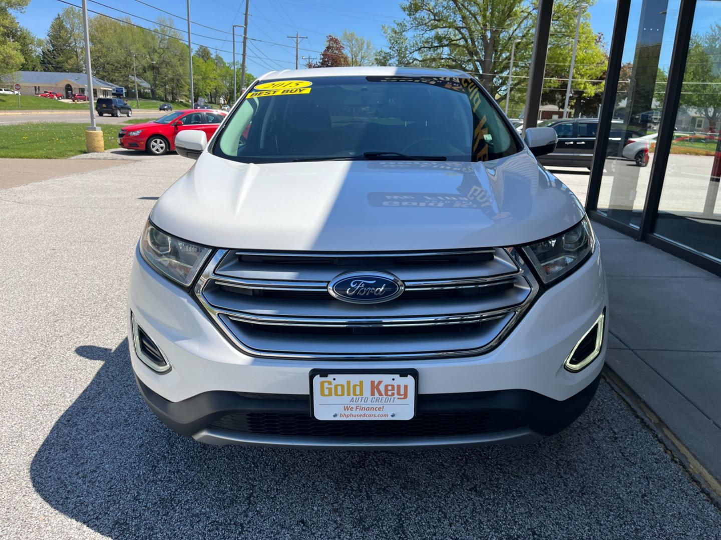 2015 Oxford White Ford Edge SEL FWD (2FMTK3J91FB) with an 2.0L L4 DOHC 16V engine, 6-Speed Automatic transmission, located at 1633 W Kimberly, Davenport, IA, 52806, (563) 323-5341, 41.559456, -90.598732 - Photo#1